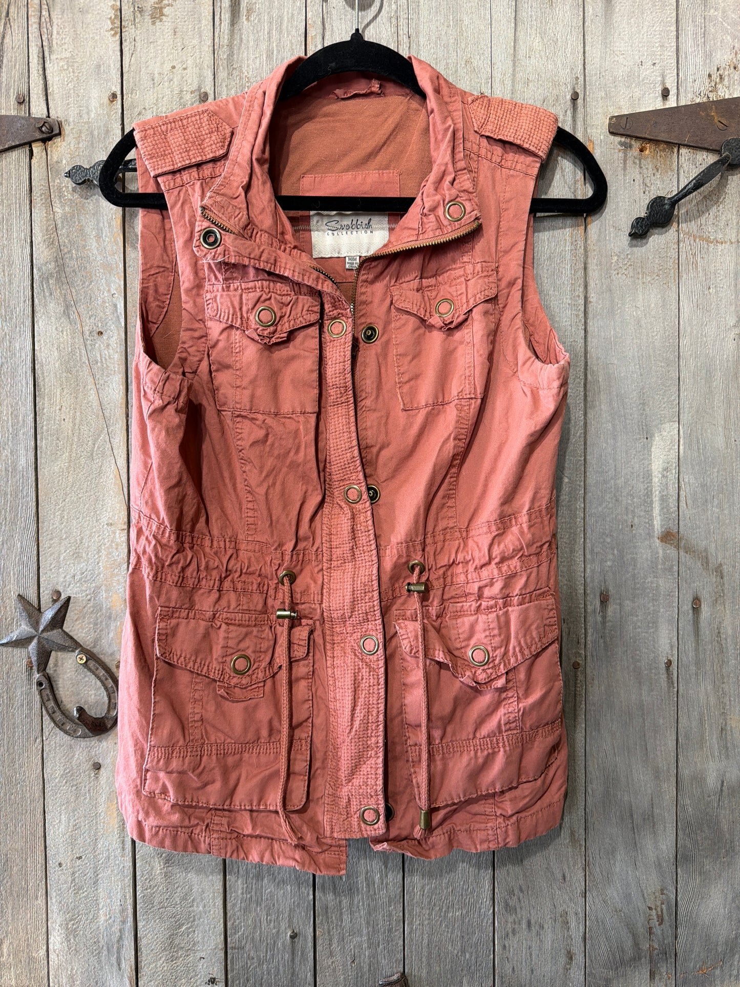 Old Montana Real Hide and Faux Leather Poem Vest M
