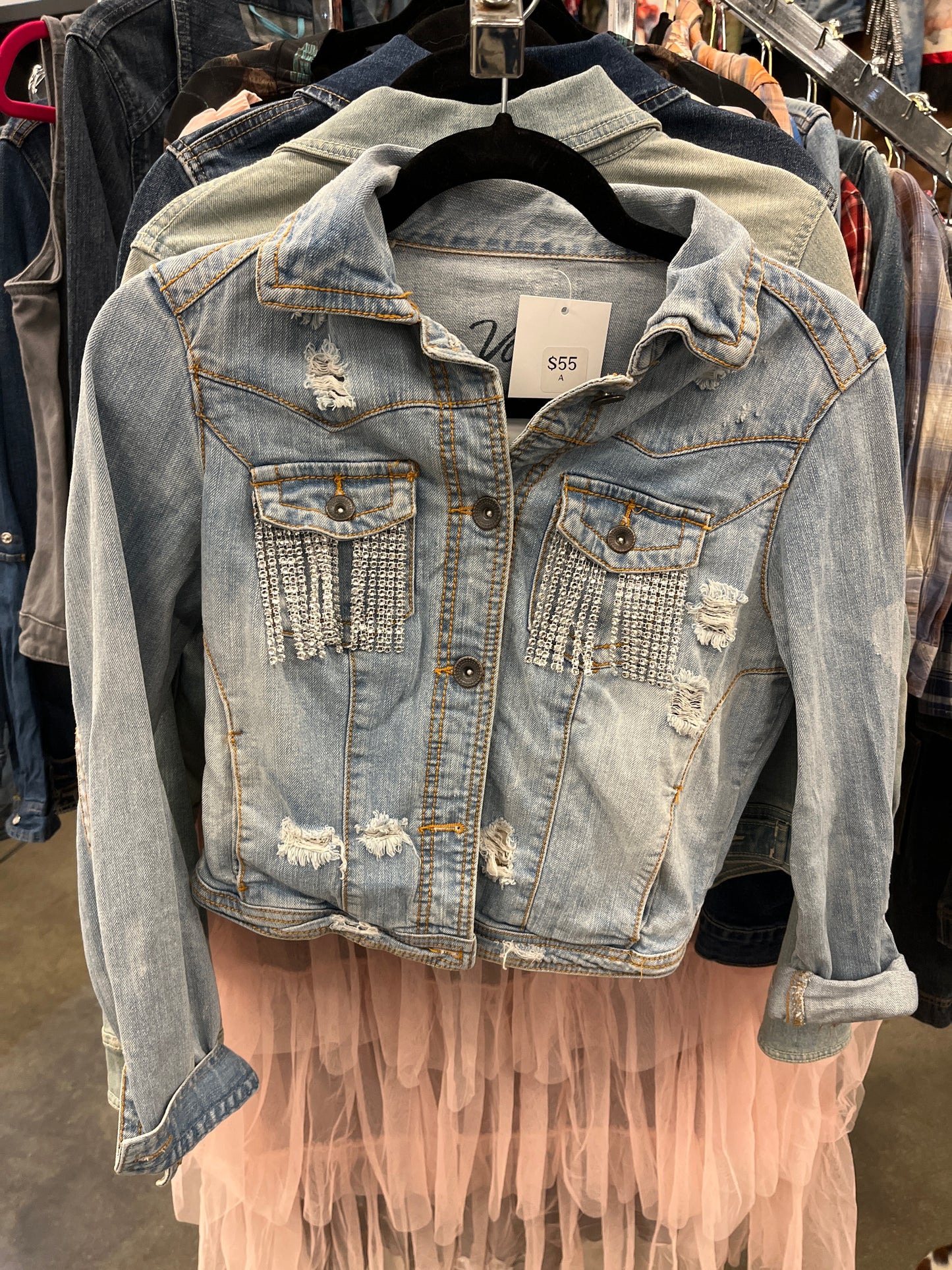 Sparkle Fringe Distressed Jacket