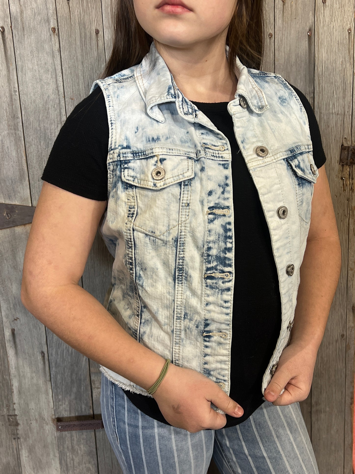 Cow Head Bleached Jean Vest