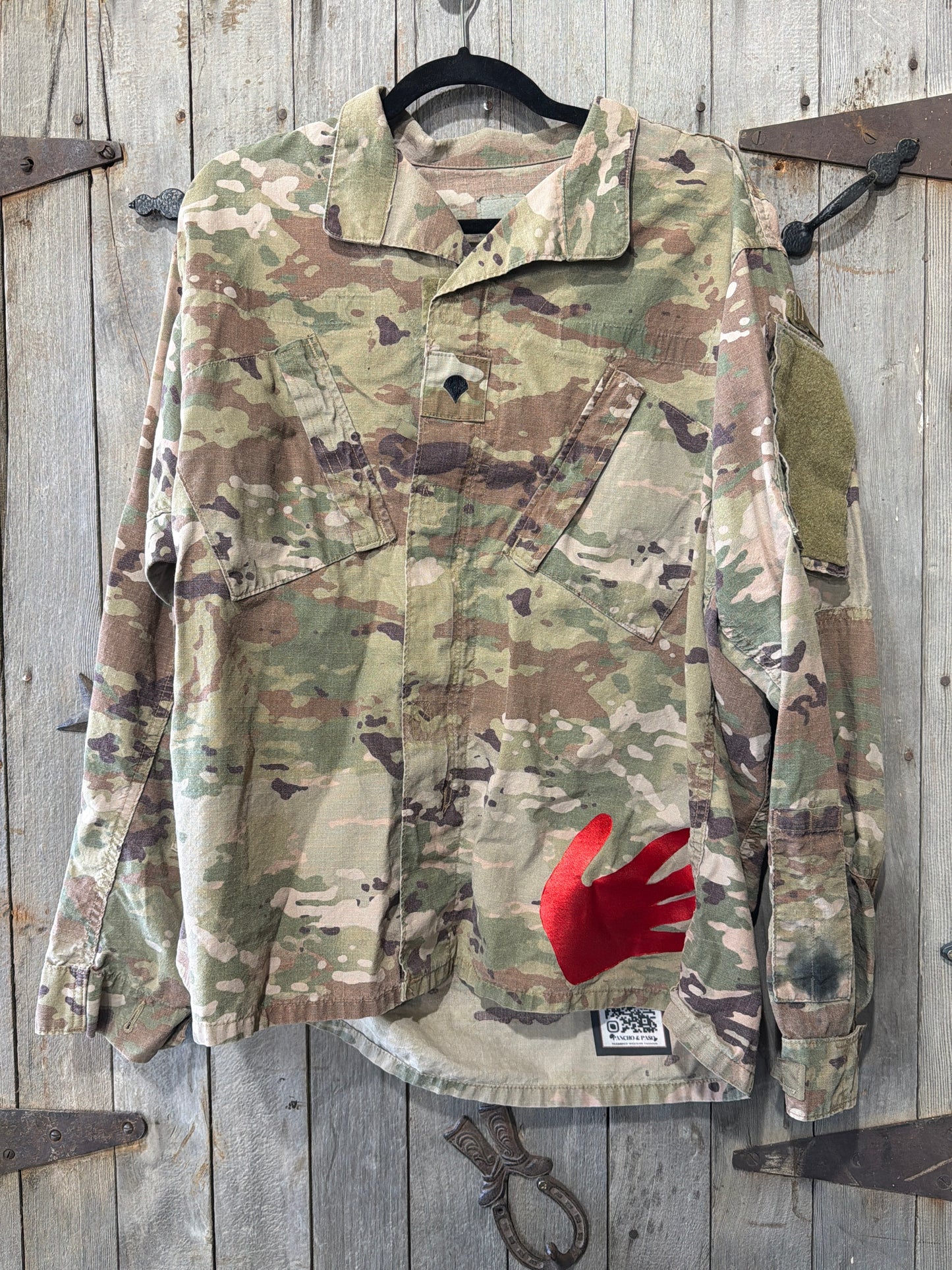 Camouflage Military Jacket MMIW Red Handprint L