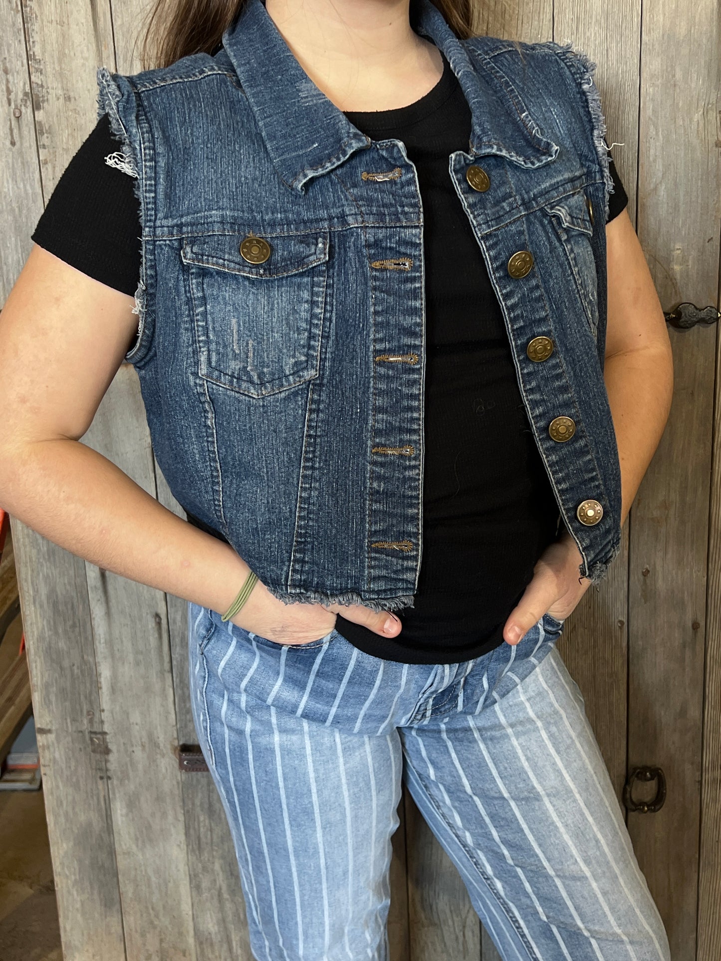 Youth glitter fringe vest