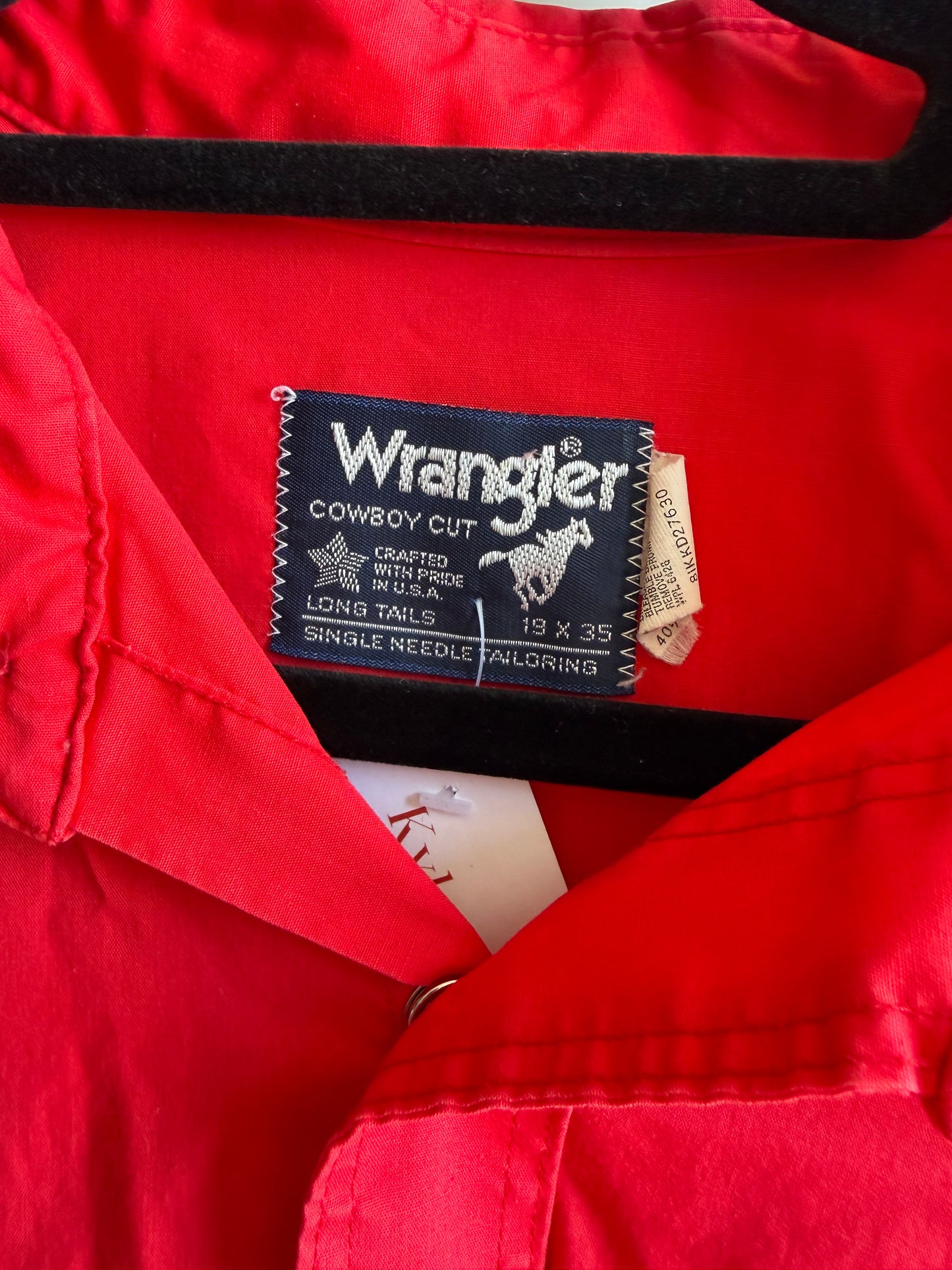 Long Sleeve Wrangler Snap Shirt- Red XL