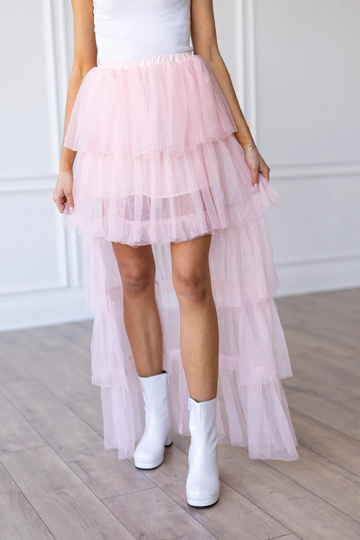 Pink Tulle high/low skirt Large