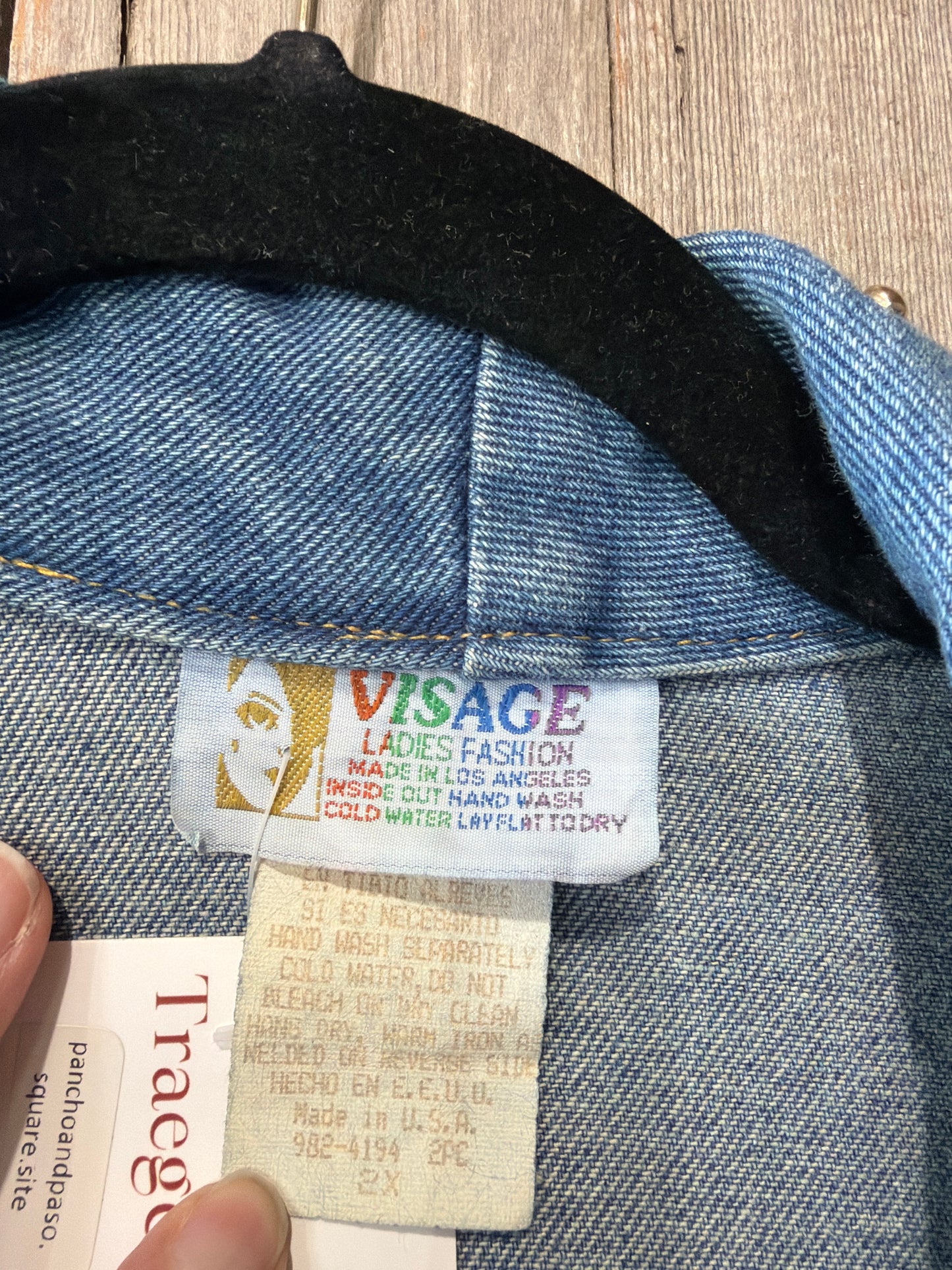Denim and Faux Turquoise Studded Blazer Jacket 2XL