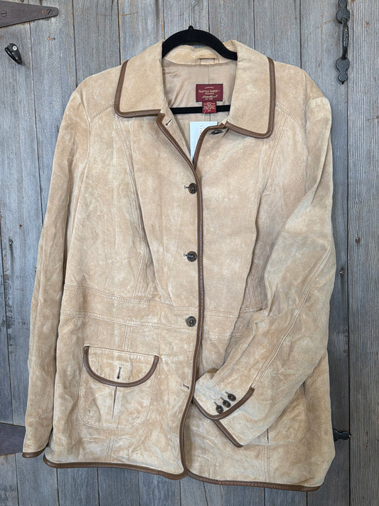 Eddie Bauer Suede Button Up Coat 2XL