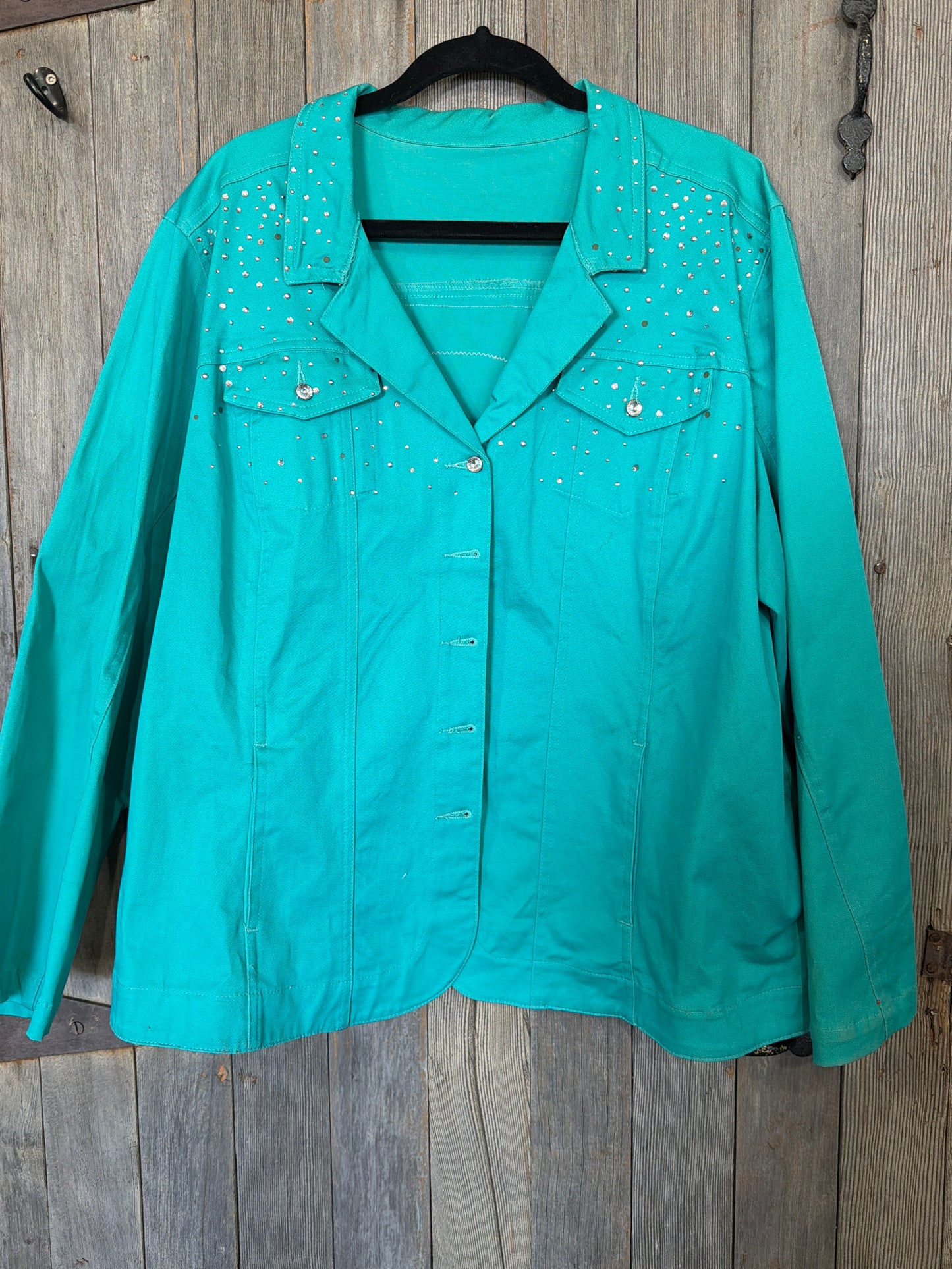 MMIW 2X turquoise Red Handprint lightweight jacket