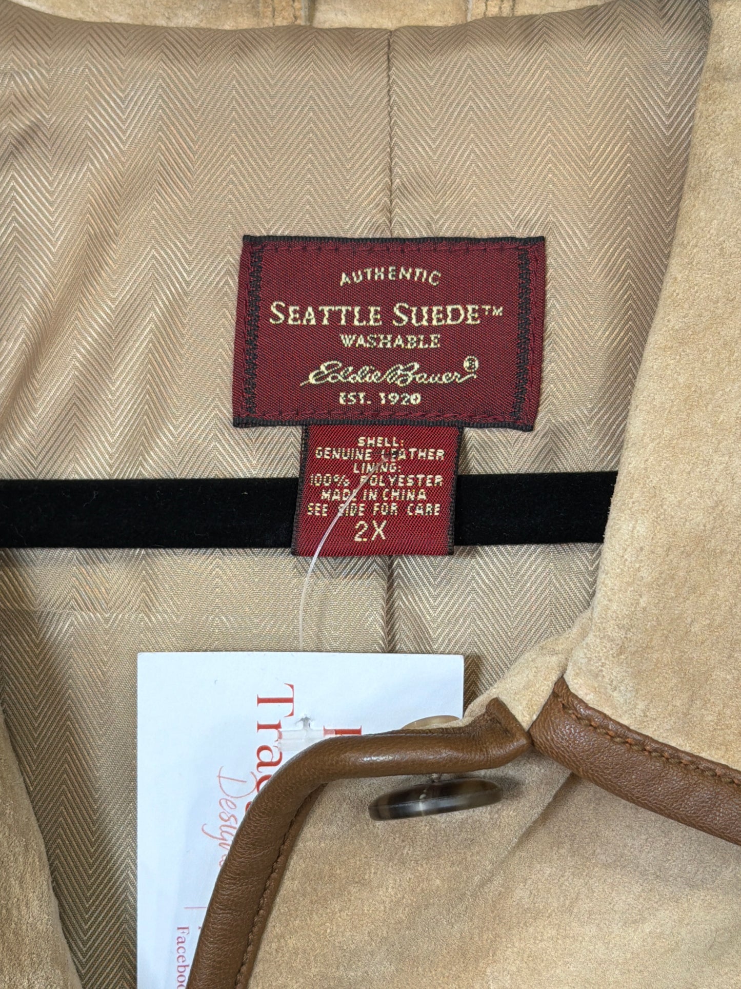 Eddie Bauer Suede Button Up Coat 2XL