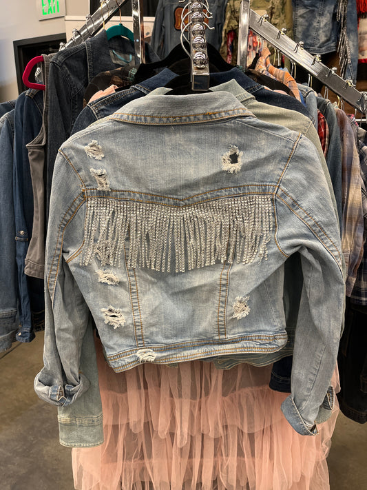 Sparkle Fringe Distressed Jacket