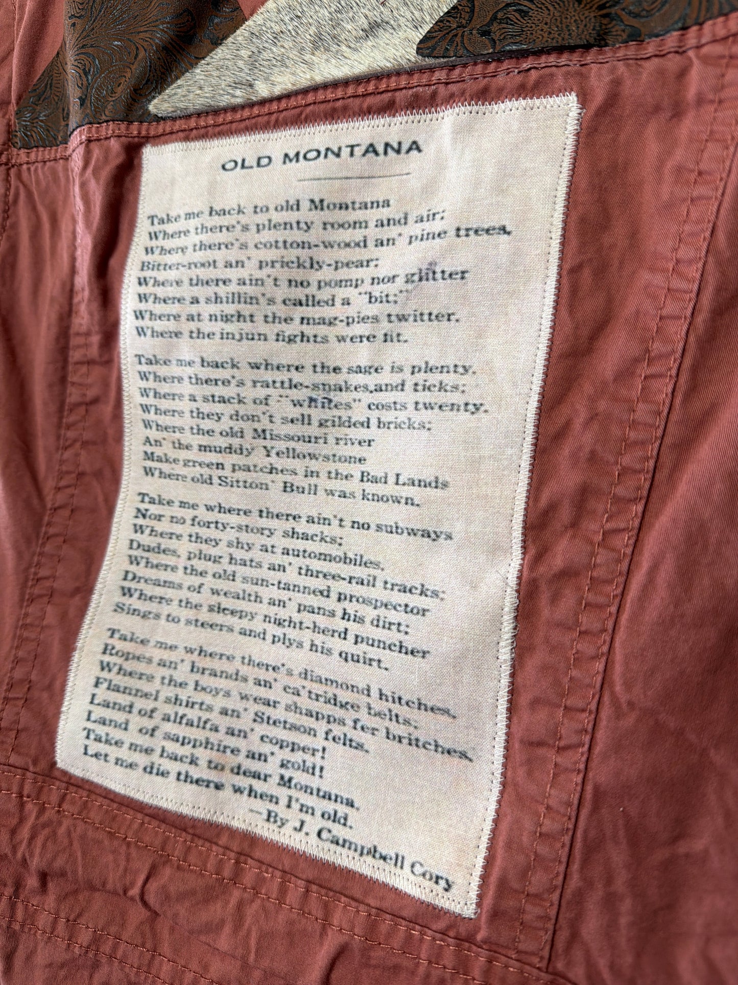 Old Montana Real Hide and Faux Leather Poem Vest M