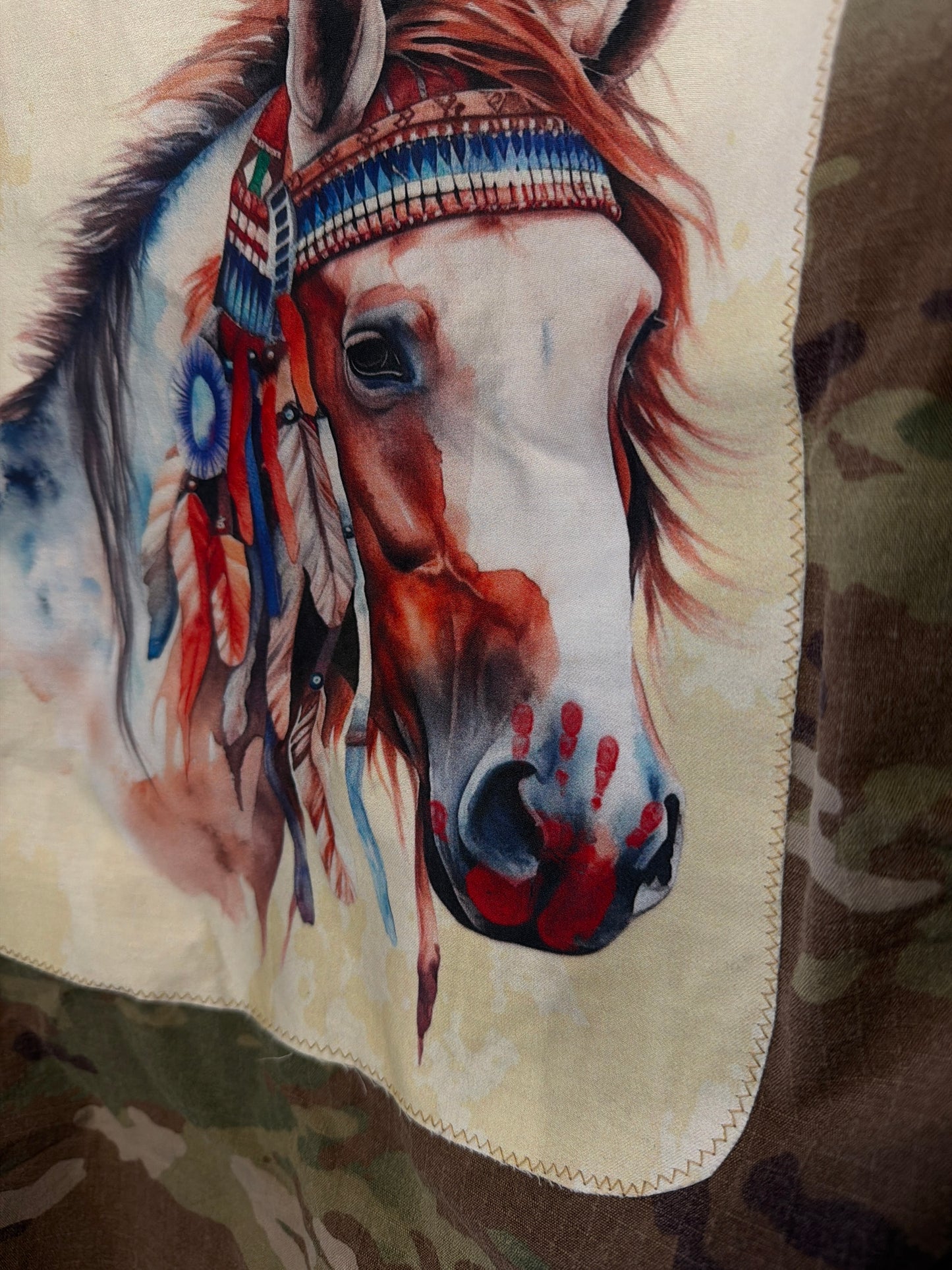 Camouflage Military Jacket MMIW Red Handprint L