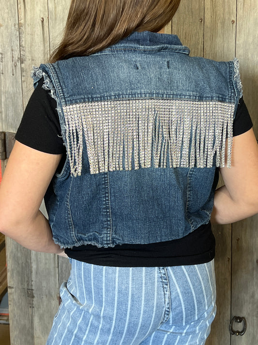 Youth glitter fringe vest