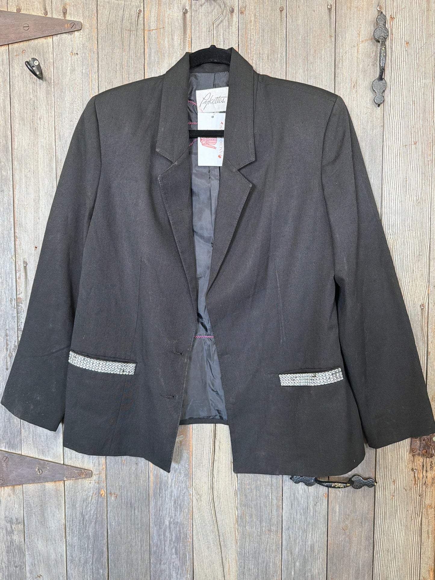 Vintage Smock Style Blazer with Satin Trick Rider and Rodeo Patches Large