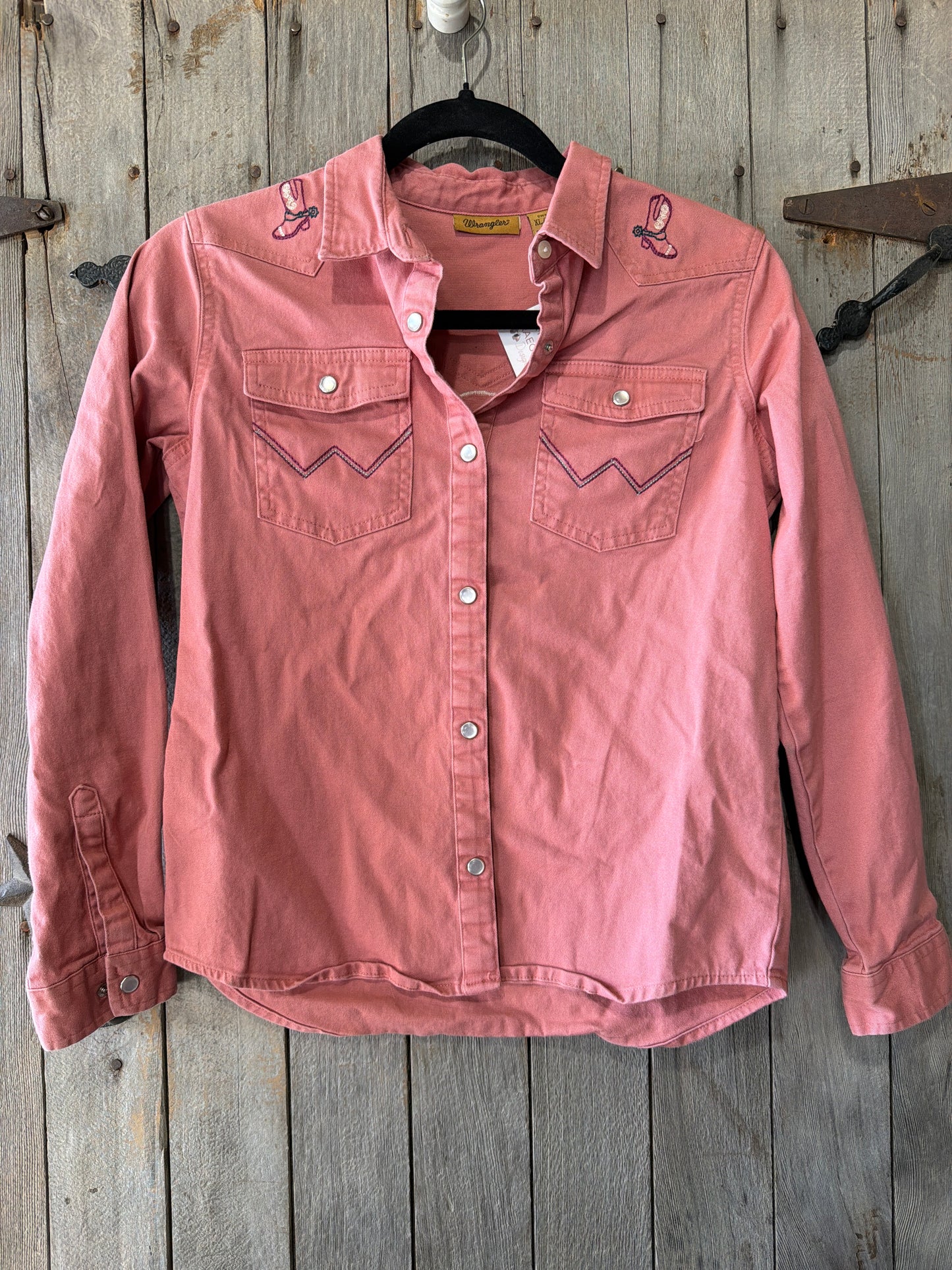 Youth XL Wrangler Snap Montana Cows and Rodeo Patch