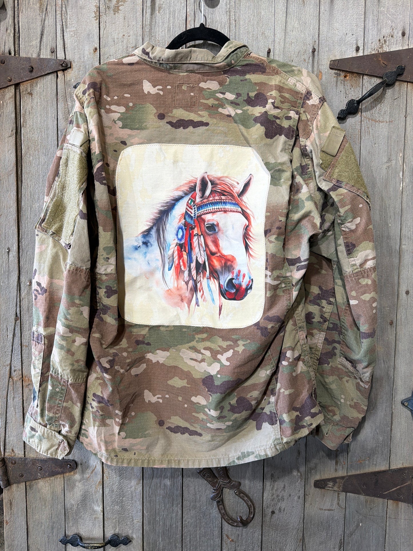 Camouflage Military Jacket MMIW Red Handprint L