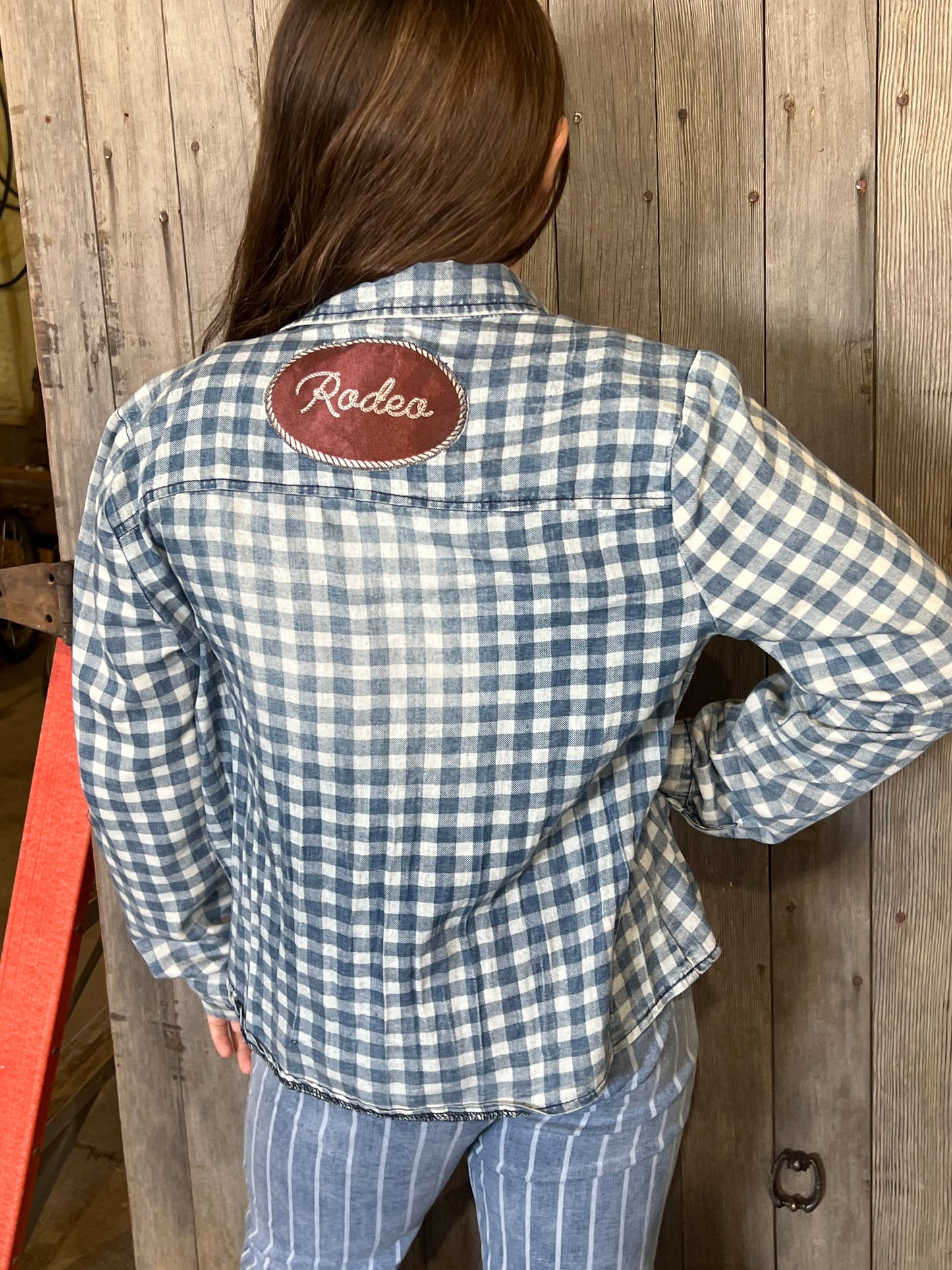 Plaid Chambray rodeo button up