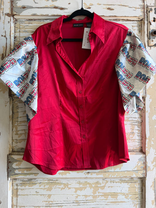 Satin NY&Co Rodeo Bubble Shirt- XL