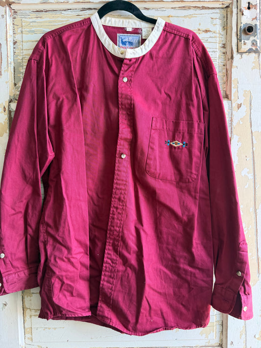 Banded Collar Vintage Shirt- XL